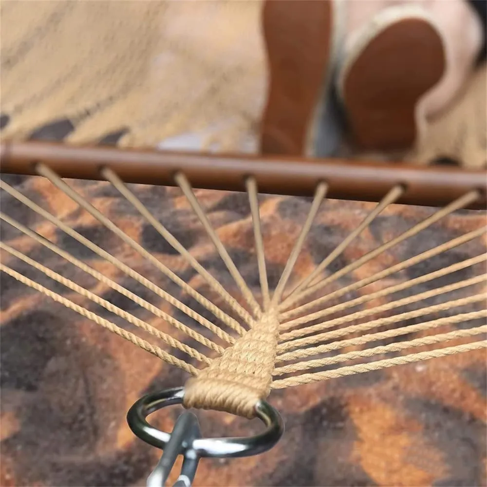 10 FT Double 2 Person Hammock Hand Woven Polyester Hammock with Spreader Bars Extra Large Outside Out,tan,one Size
