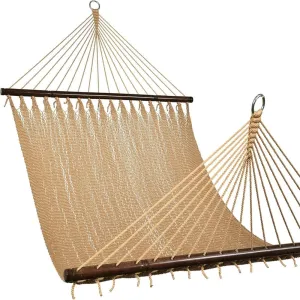10 FT Double 2 Person Hammock Hand Woven Polyester Hammock with Spreader Bars Extra Large Outside Out,tan,one Size