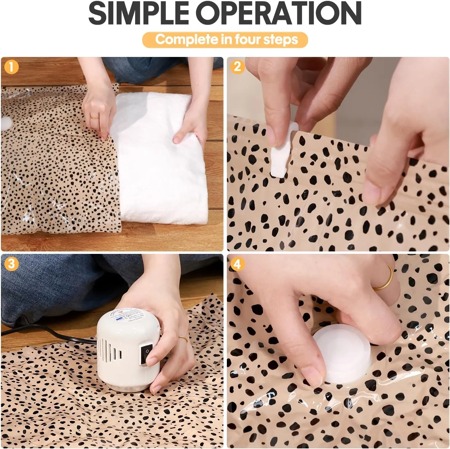10 Pack Vacuum Storage Bags with Electric Pump (Beige Leopard)