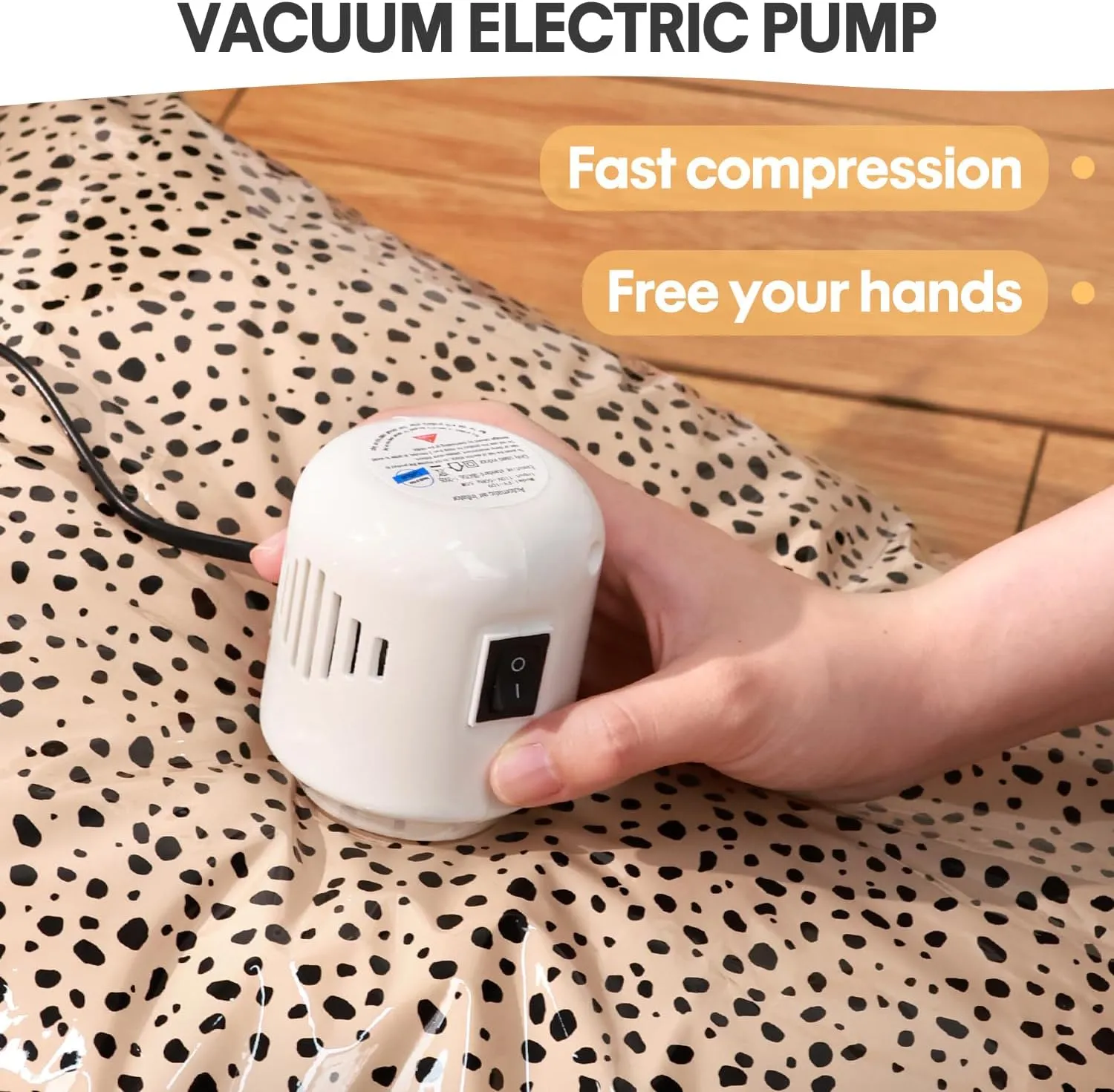 10 Pack Vacuum Storage Bags with Electric Pump (Beige Leopard)