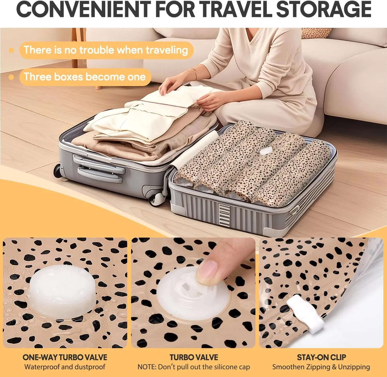 10 Pack Vacuum Storage Bags with Electric Pump (Beige Leopard)