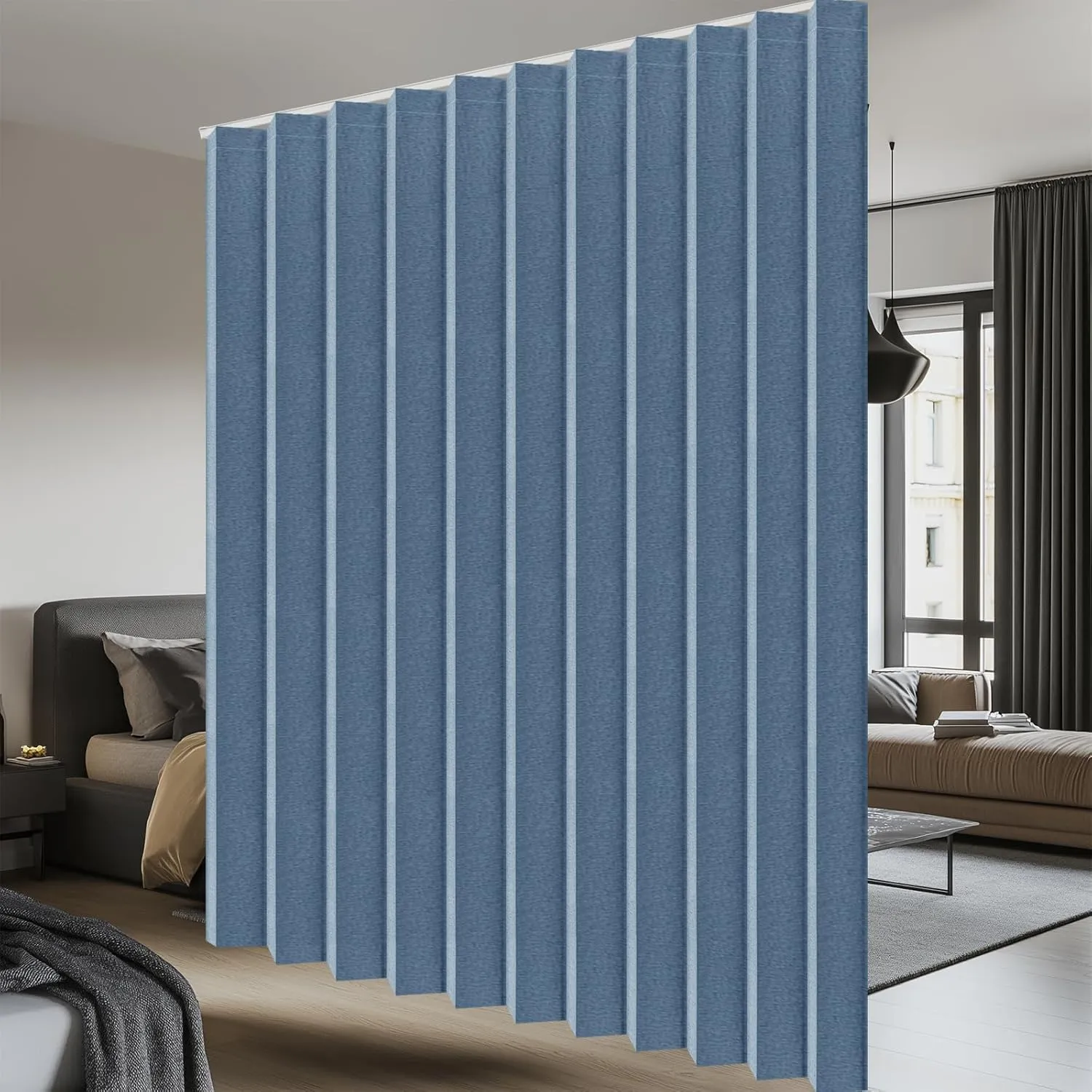 100% Blackout Drapes for Sliding Glass Door - Thermal Insulated Door Blinds Patio Door Curtains Vertical Blinds for Window(Blue, W100 x L84, 1 Pack)