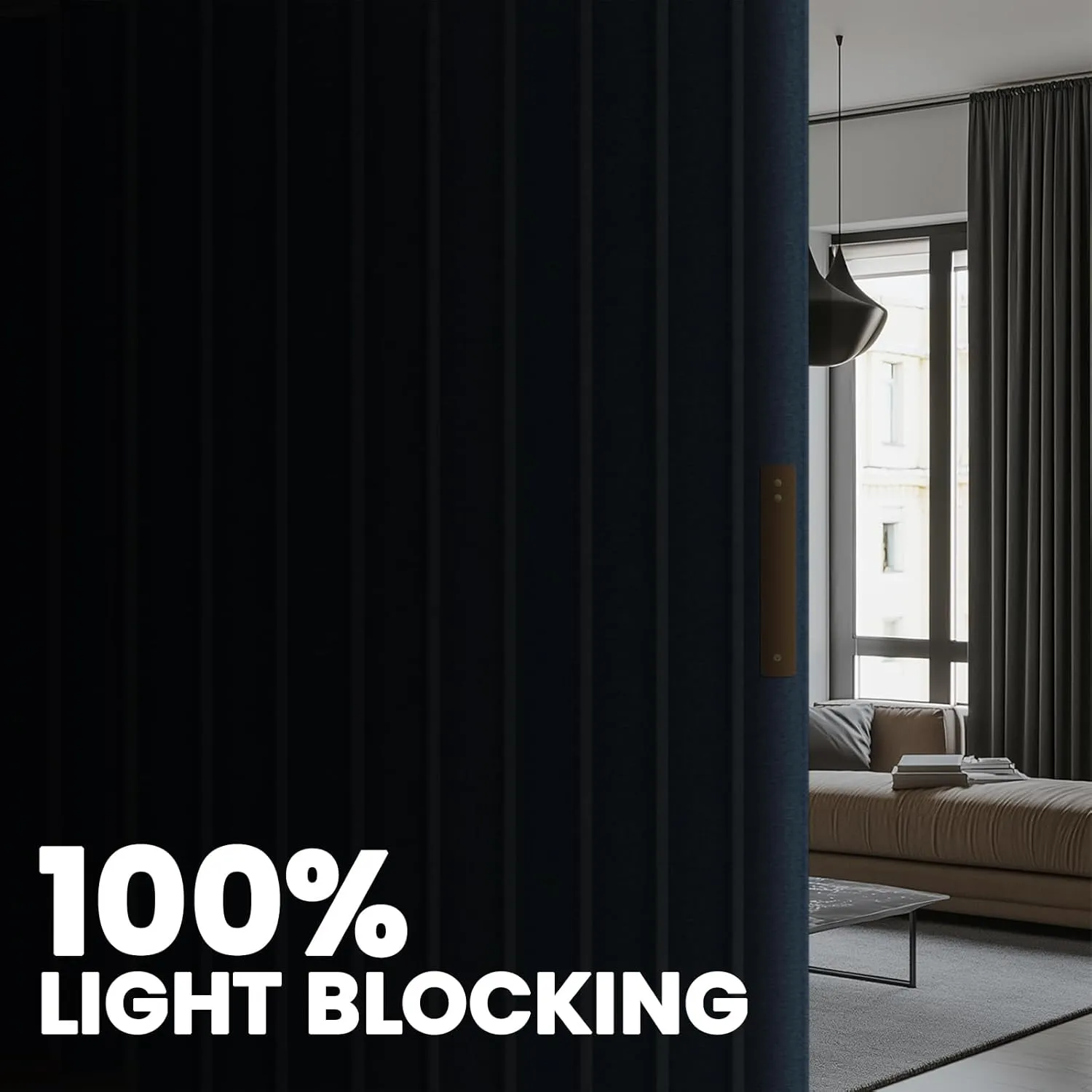 100% Blackout Drapes for Sliding Glass Door - Thermal Insulated Door Blinds Patio Door Curtains Vertical Blinds for Window(Blue, W100 x L84, 1 Pack)