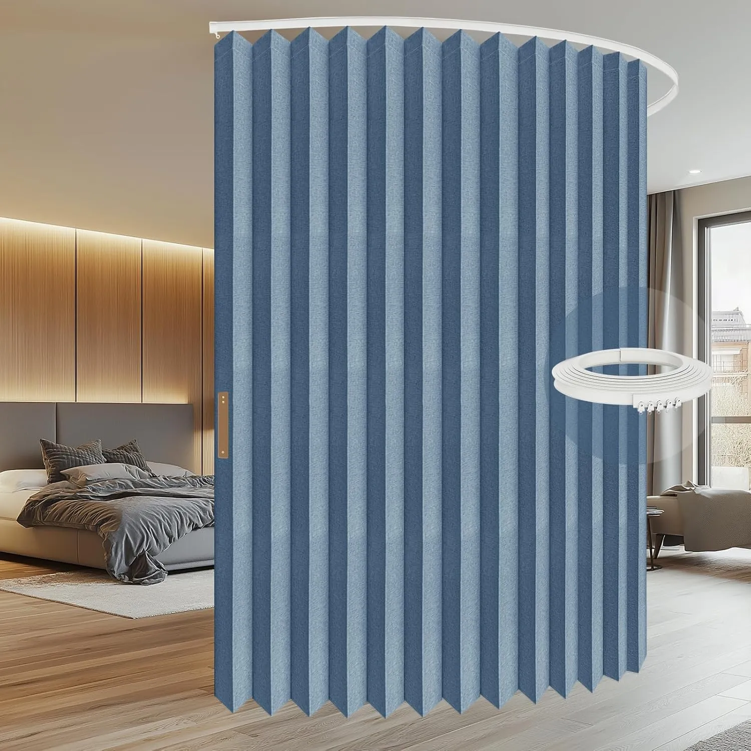 100% Blackout Drapes for Sliding Glass Door - Thermal Insulated Door Blinds Patio Door Curtains Vertical Blinds for Window(Blue, W100 x L84, 1 Pack)