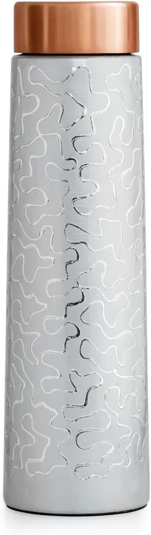 100% COPPER BOTTLE 34oz – Evokes the wave-like designs and copper lid for Healthy Hydration.