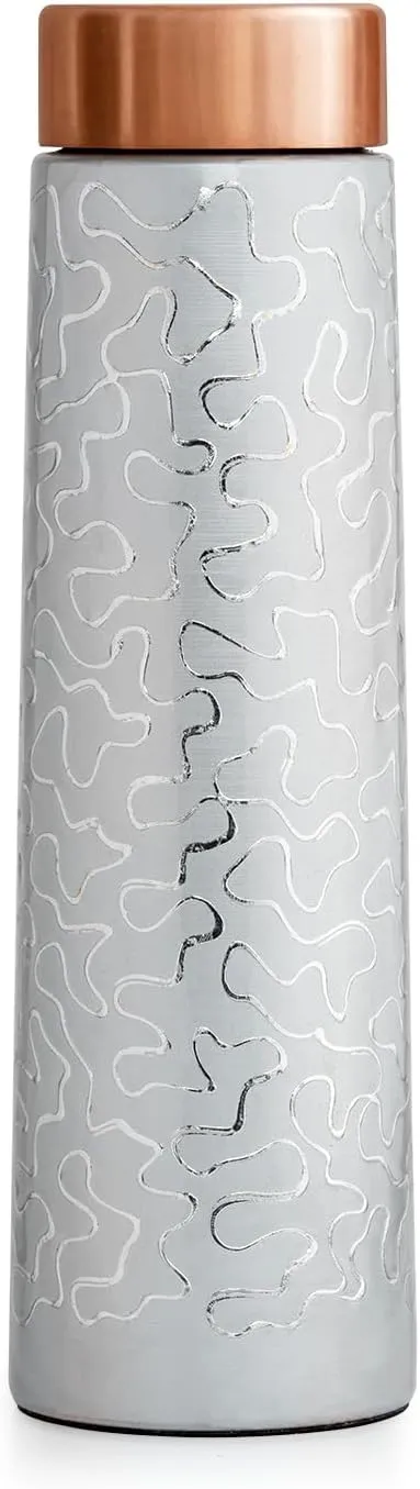 100% COPPER BOTTLE 34oz – Evokes the wave-like designs and copper lid for Healthy Hydration.