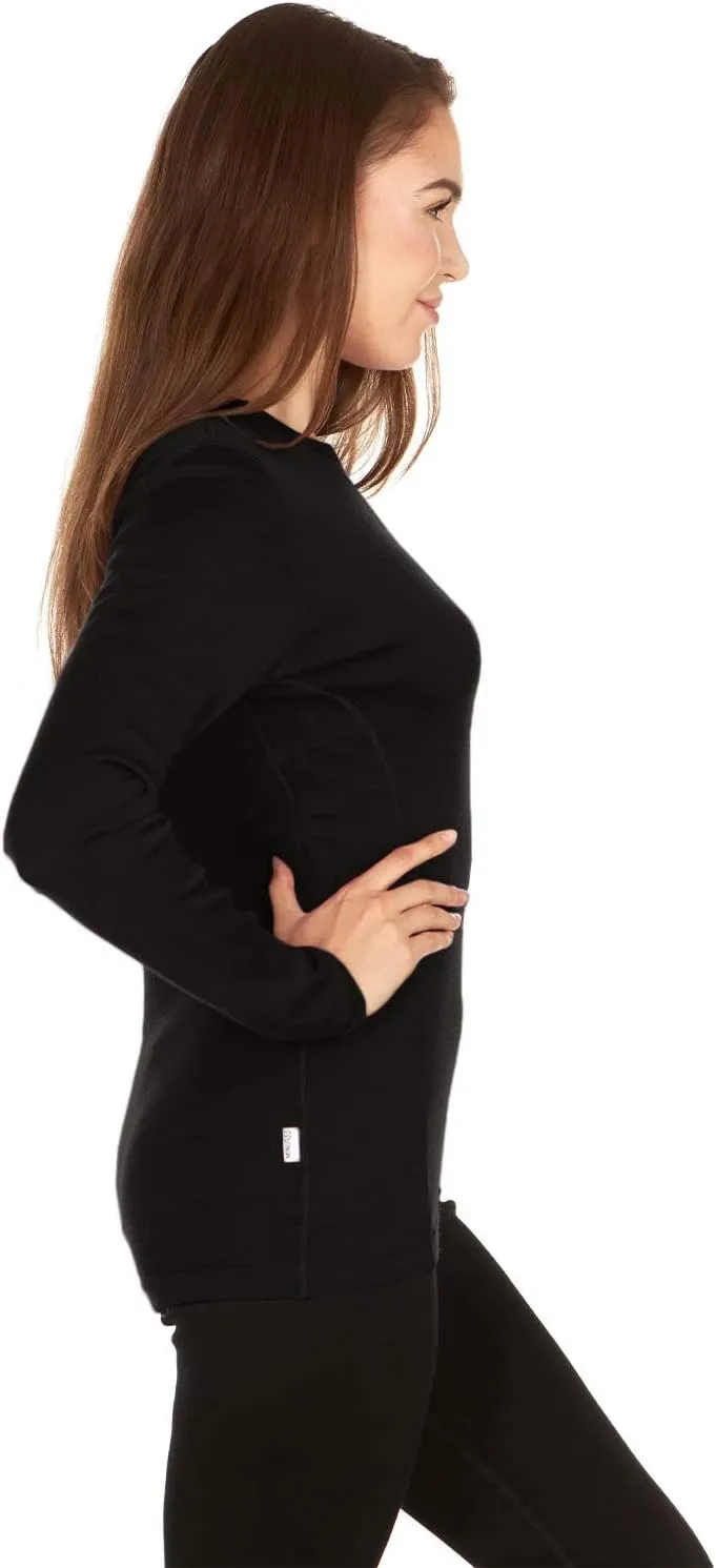 100% Merino Wool - Women's Midweight Base Layer - Long Sleeve Crew