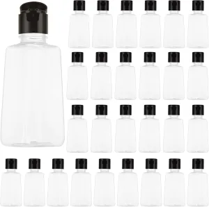 100 Pack 1 oz Plastic Empty Travel Bottles with Flip Cap, Refillable Hand Sanitizer Bottle, Clear Portable Containers with Lids for Shampoo, Creams, Body Lotions