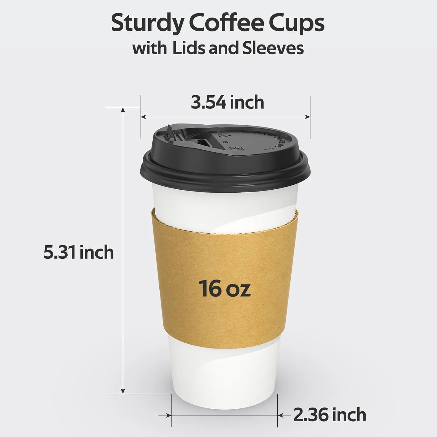 100 Pack 16 oz Disposable Coffee Cups with Lids and Sleeves, Sturdy Thick Paper & Leak-free Insulated to Go Paper Hot Coffee Cups for Hot & Cold Beverage