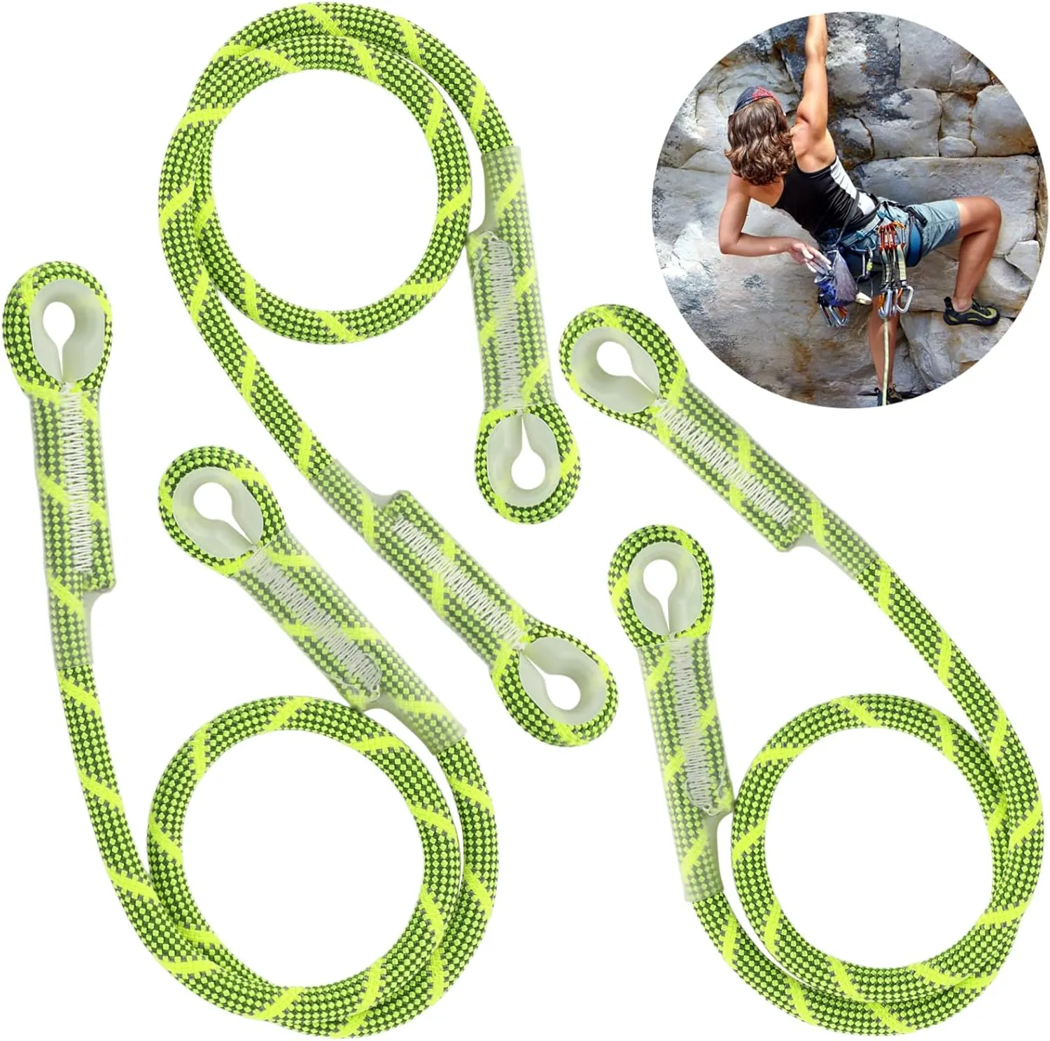 10.5mm X 31.5" Prusik Cord Prusik Rope,3 Pack Eye-to-Eye Pre-Sewn Nylon Heat Resistant Friction Prusik Loop, Kevlar & Polyester, Multi-Purpose Rope 22KN