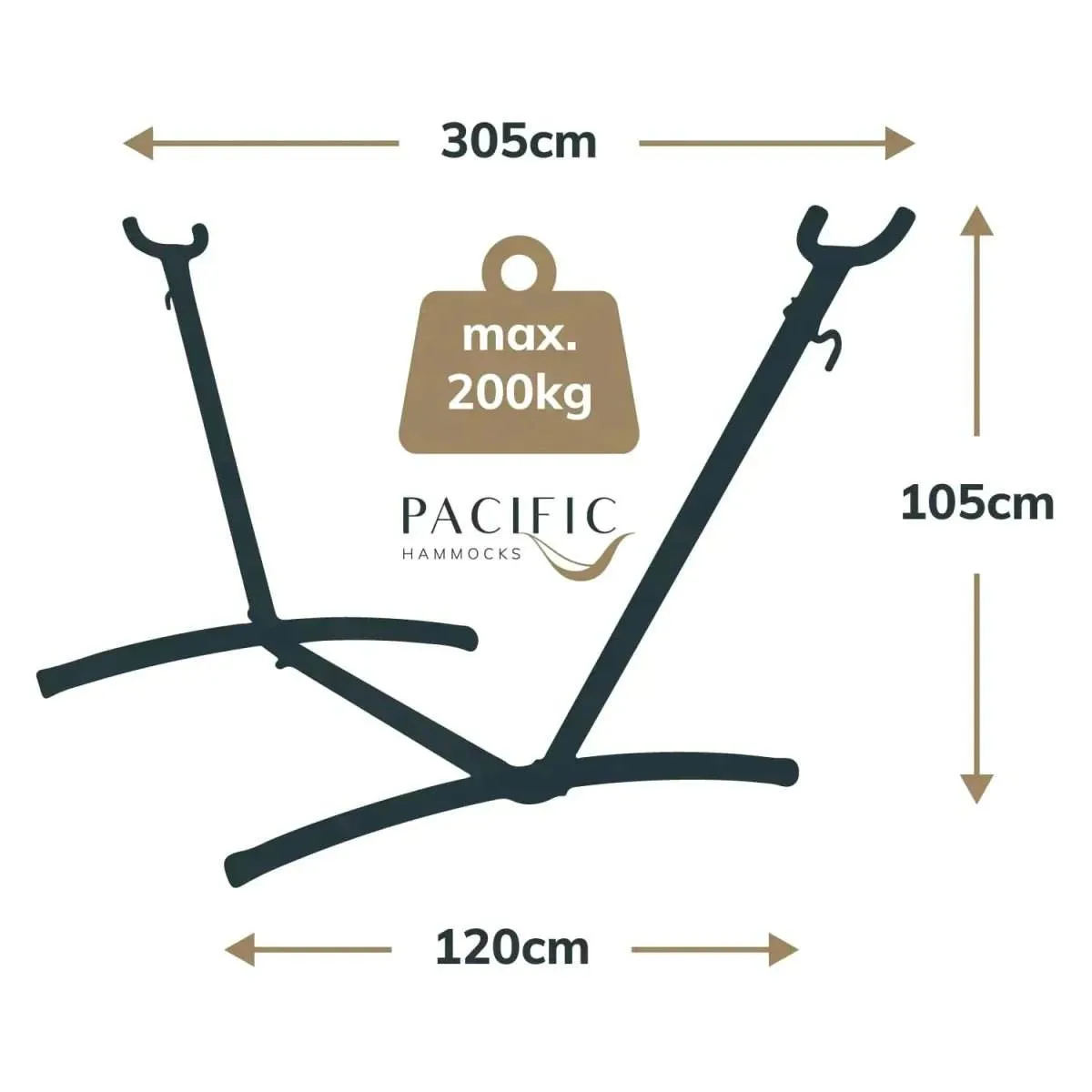 10ft White Universal Steel Hammock Stand & Authentic Double Vichy Hammock in Navy