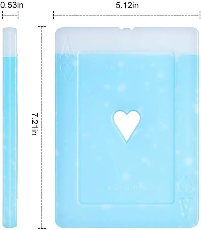 10pcs Ice packs for Lunch Box - Freezer Ice packs - Slim Long Lasting Cool Packs for Lunch Bags and Cooler, Poker Design (Heart)