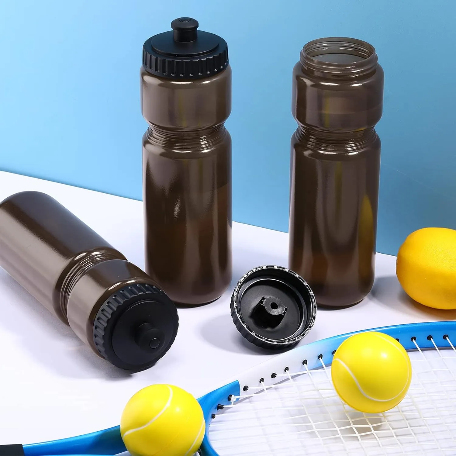 12 Pack Sports Squeeze Water Bottles 25 Oz with Easy Open Push/pull Cap Reusable Plastic Water Bottles for Bicycles Cycling Fitness Yoga Outdoor Sports