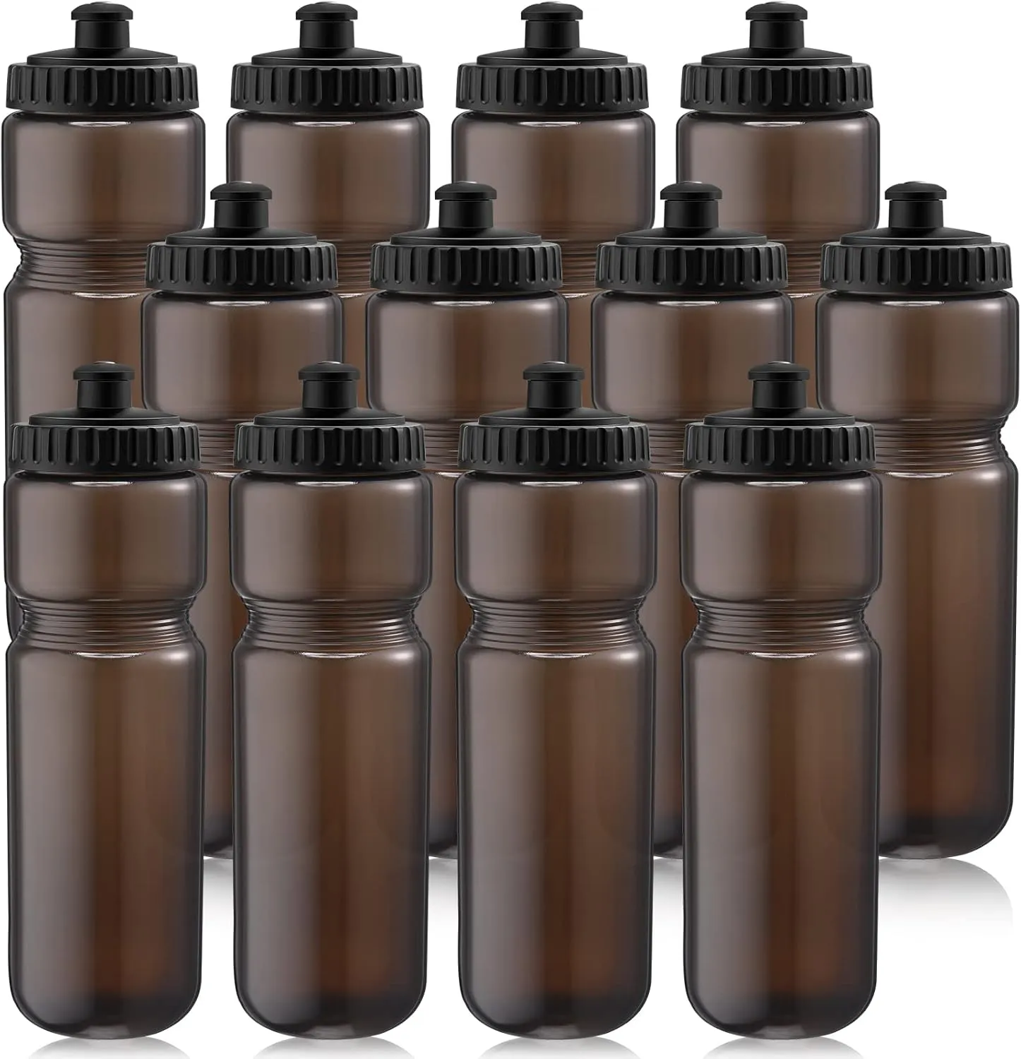 12 Pack Sports Squeeze Water Bottles 25 Oz with Easy Open Push/pull Cap Reusable Plastic Water Bottles for Bicycles Cycling Fitness Yoga Outdoor Sports
