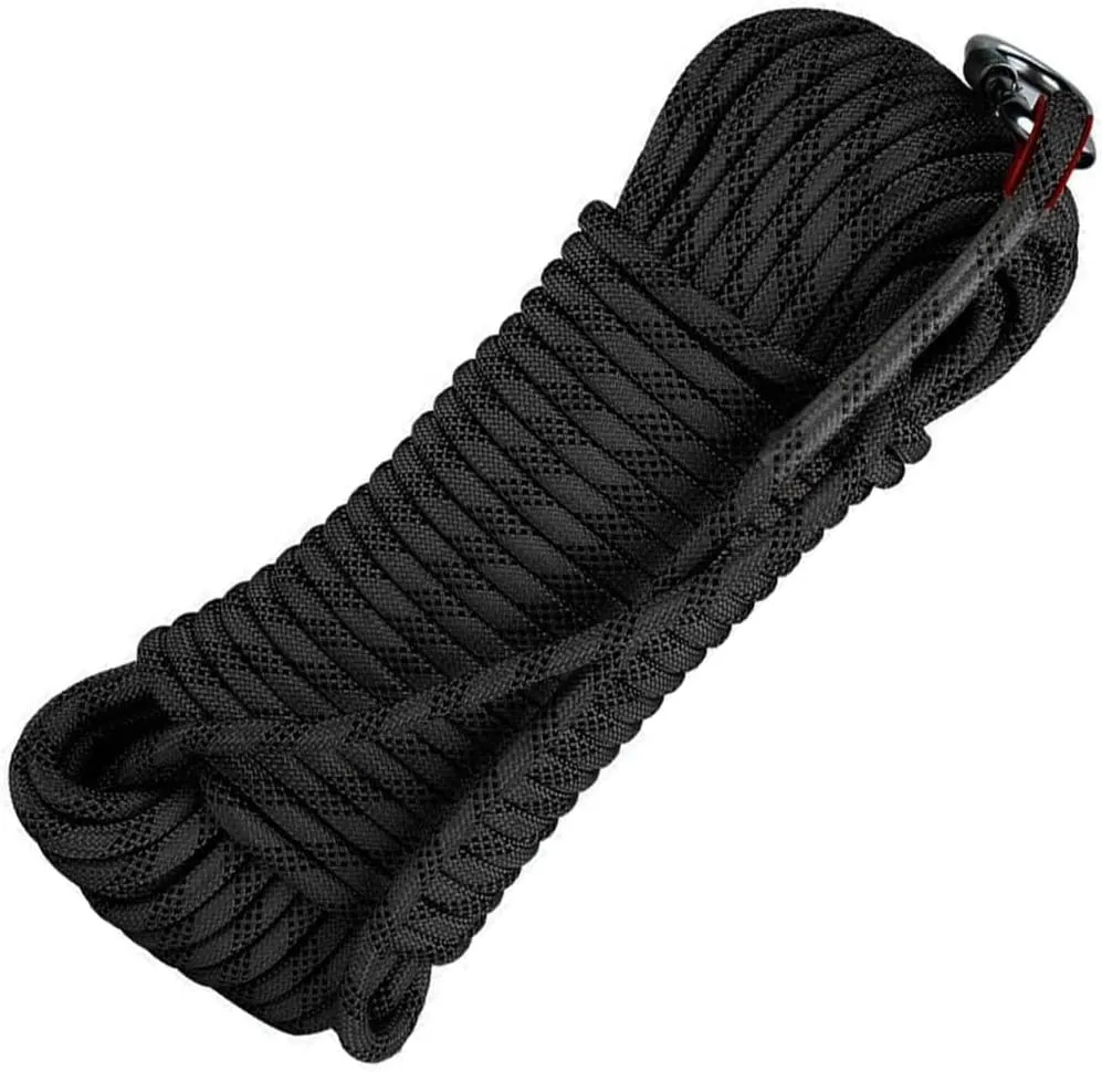 14mm Static Safety Rescue Rope,Hiking Safety Escape Rope, 10~200m Escape Rope Ice Climbing Equipment Fire Rescue Rope (Color : Black, Size : 14mm x 15m)