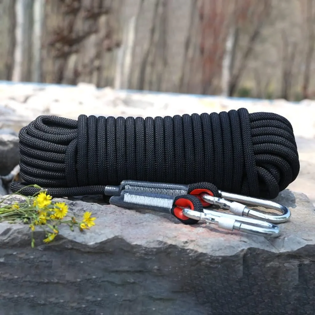 14mm Static Safety Rescue Rope,Hiking Safety Escape Rope, 10~200m Escape Rope Ice Climbing Equipment Fire Rescue Rope (Color : Black, Size : 14mm x 15m)