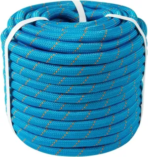 15-225 Double Braided Arborist Rope 0.55in. x 100ft. 8400 Lbs Breaking Strength Static Rope for Tree Work, Camping, Halyard, Swing, Sailing, Blue