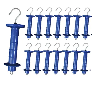 15 Pack Electric Fence Insulated Plastic gate Handle with Internal Spring and Double Ring end, Blue
