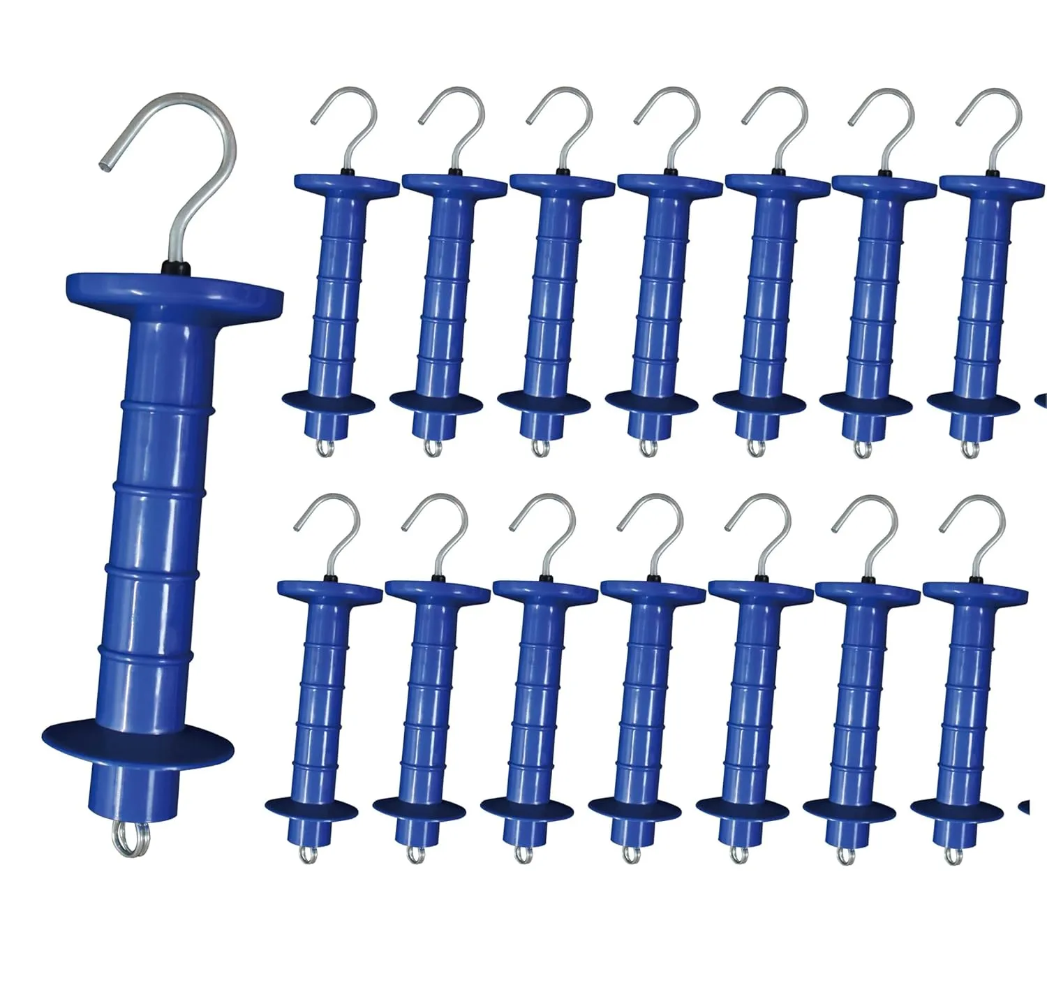 15 Pack Electric Fence Insulated Plastic gate Handle with Internal Spring and Double Ring end, Blue