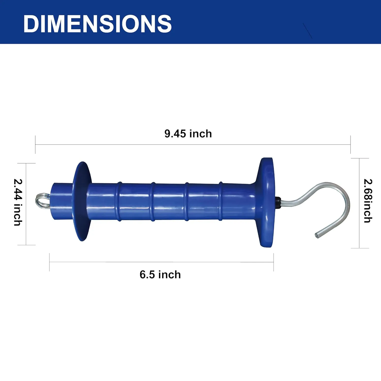 15 Pack Electric Fence Insulated Plastic gate Handle with Internal Spring and Double Ring end, Blue