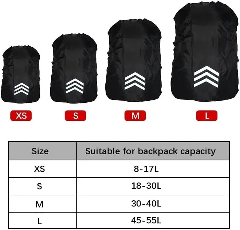 18-45L Backpack Cover Reflective Waterproof Backpack Rain Cover for Night Visibility Uv-Proof Protector Outdoor Dustproof