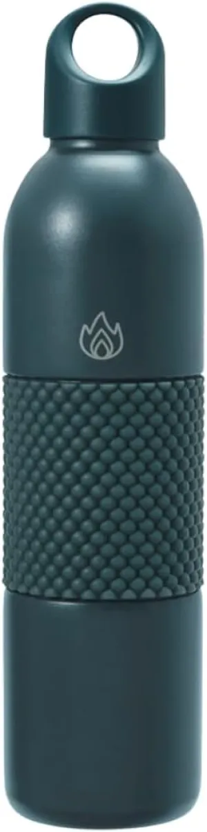 18 Oz Aqua Mesh Insulated Sports Water Bottle with Screw Top Lid, Leak Proof Stainless Steel Water Bottle with Handle, Spill Proof Thermos or Water Jug for Gym, Home or Office Chug-Dark Slate