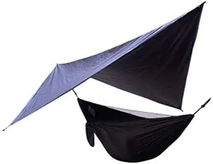 2 in 1 Lightweight Portable Outdoor Camping Hammock Mosquito Net Hammock Tent with Waterproof Canopy Awning Netting Set,Brown/667 (Color : Black)