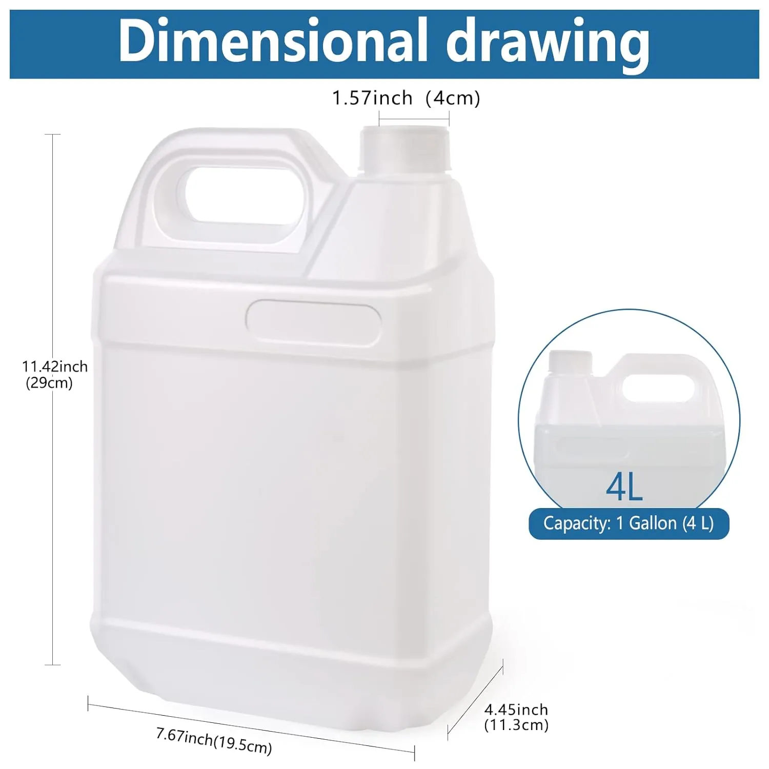 2 Pack 1 Gallon Clear Plastic Jugs with Lids, Water Jug Storage Containers with Ergonomic Handle, HDPE Containers for Water, Sauces, Beverage, Soaps, Liquids