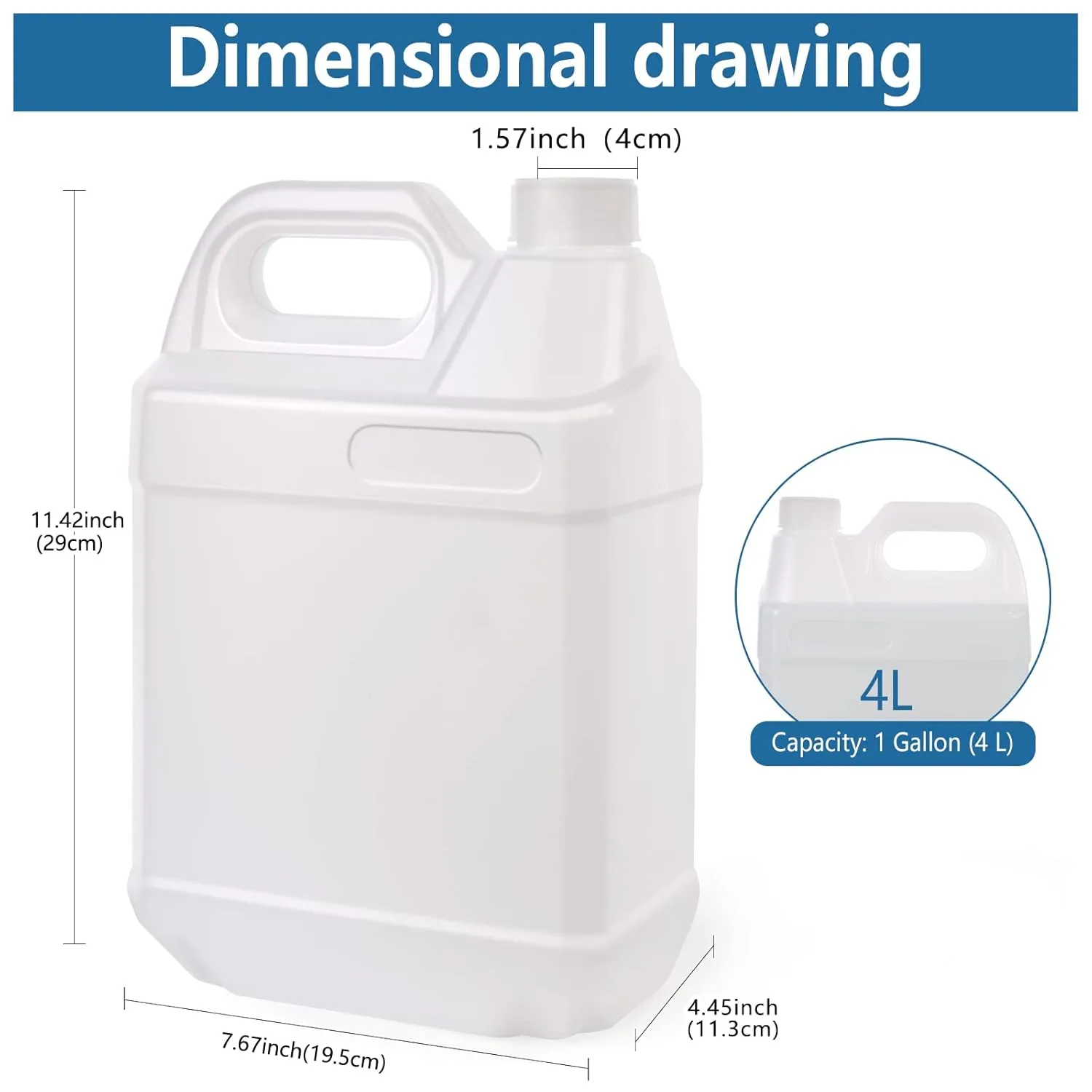 2 Pack 1 Gallon Clear Plastic Jugs with Lids, Water Jug Storage Containers with Ergonomic Handle, HDPE Containers for Water, Sauces, Beverage, Soaps, Liquids