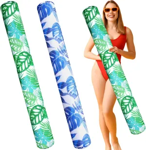 2 Pack Pool Floats Foam Noodles for Adults Jumbo 50 x 6 Inch Swim Noodles Non Inflatable Soft Quick-Drying Mesh Fabric Covered Large Bean Bag Pool Floats for Summer Beach Party(Leaf)