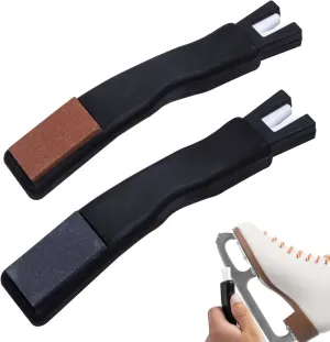2 Pcs Ceramic Ice Skate Sharpeners-Ice Skate Blade Sharpeners Double Sided with Sharpening Stone-Portable Ice Skate Blade Sharpening Tool for Hockey Skates