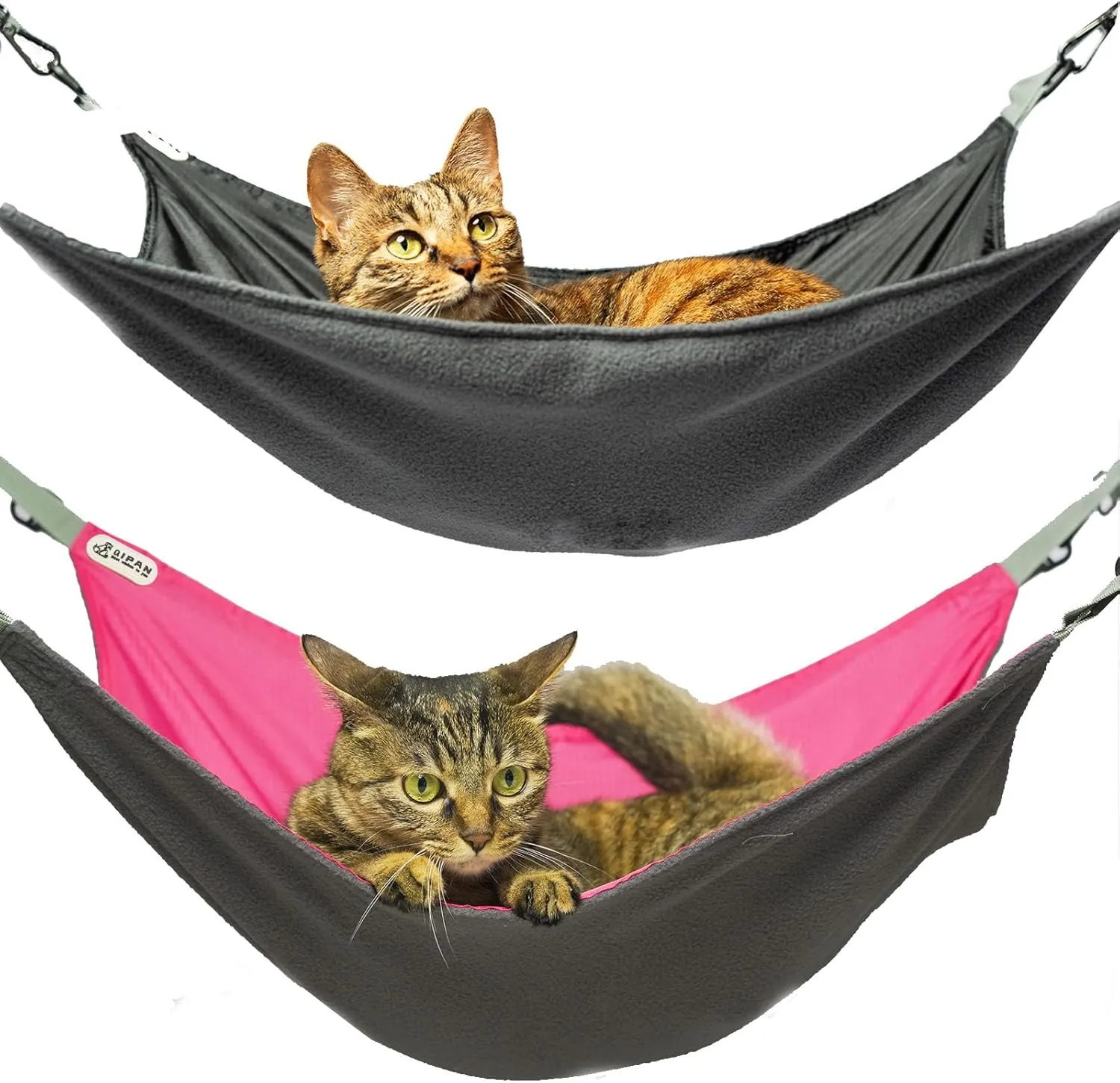 2-Piece Reversible Cat Hammock, Hanging, Washable, Waterproof, Cooling Pad for Cats (Large, BlackRed)