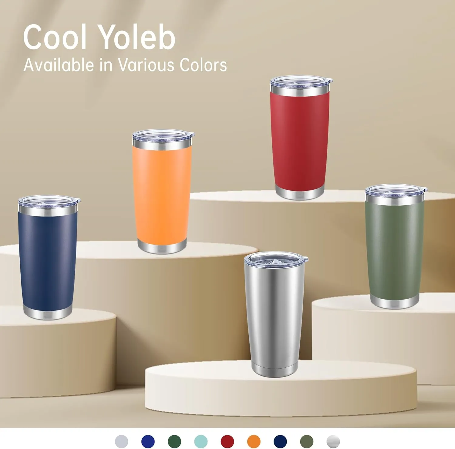 20 oz Tumblers Bulk Stainless Steel Tumbler with Lid Double Wall Vacuum Insulated Coffee Mug 20oz Powder Coated Cup for Hot and Cold Drinks, Stainless, 12 pack