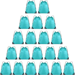 20 Pieces Drawstring Backpack Bulk Cinch Sackpack Ployster Drawstring Bags for Gym Party Trip(Aqua)