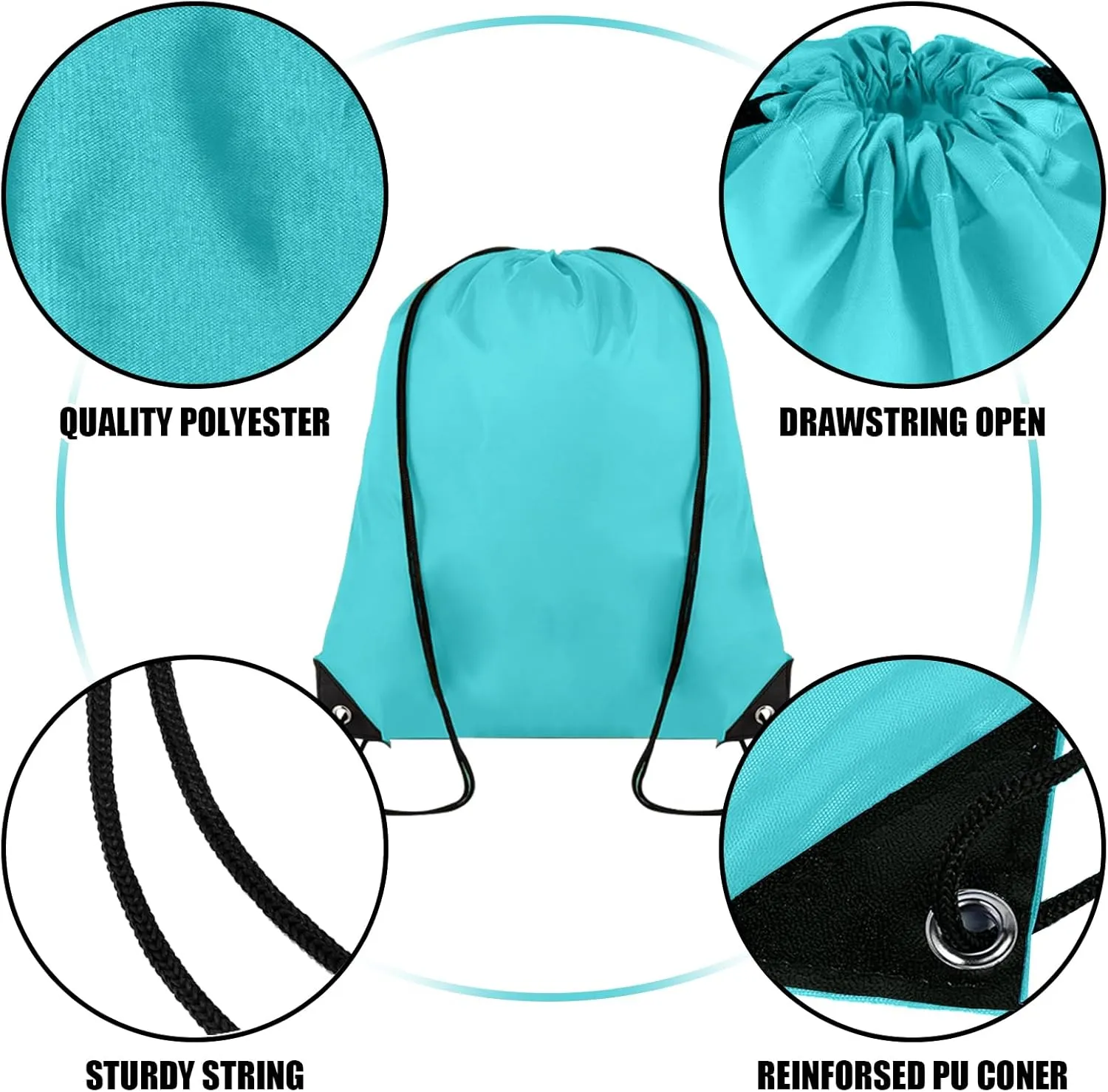 20 Pieces Drawstring Backpack Bulk Cinch Sackpack Ployster Drawstring Bags for Gym Party Trip(Aqua)