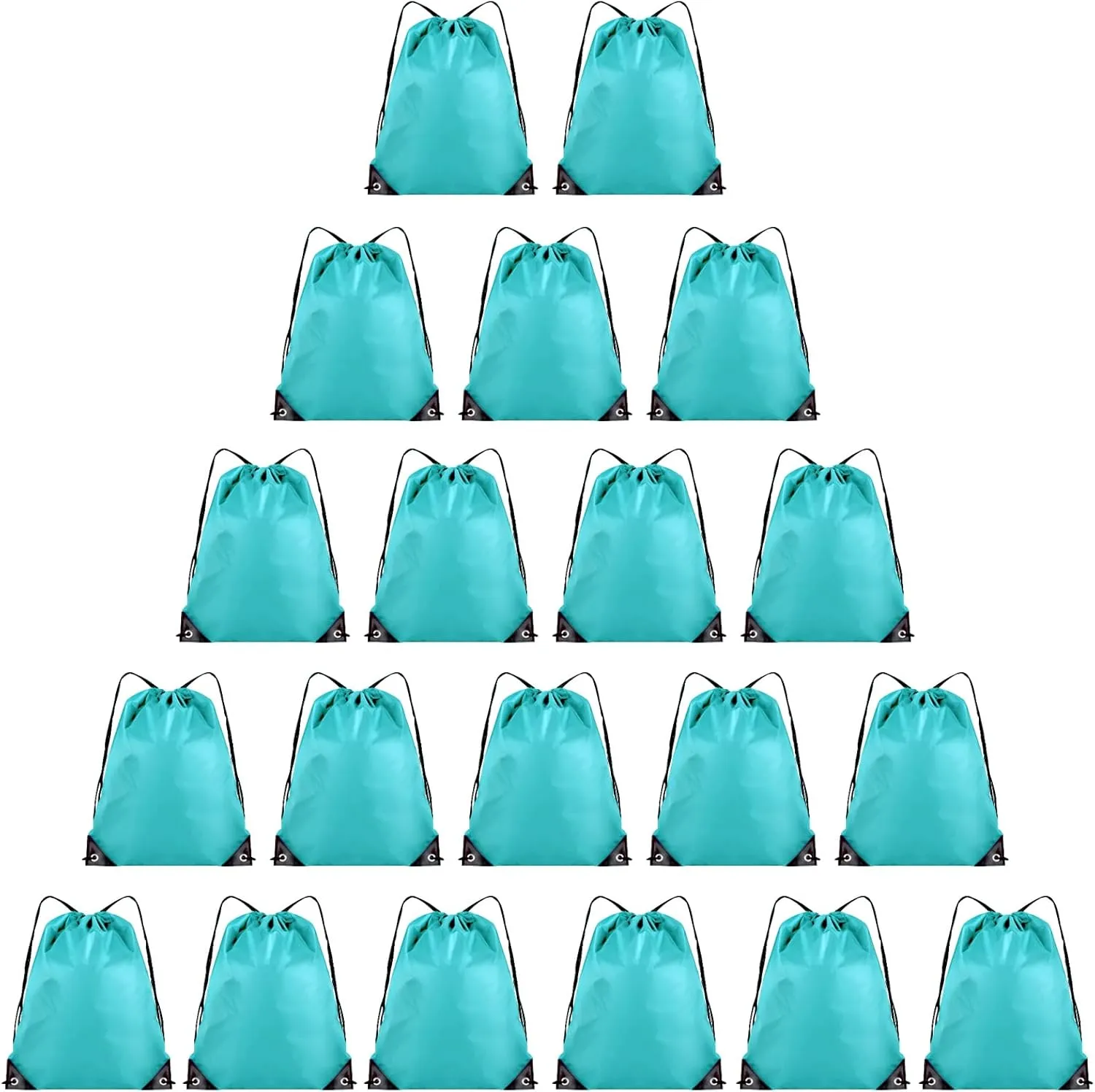 20 Pieces Drawstring Backpack Bulk Cinch Sackpack Ployster Drawstring Bags for Gym Party Trip(Aqua)