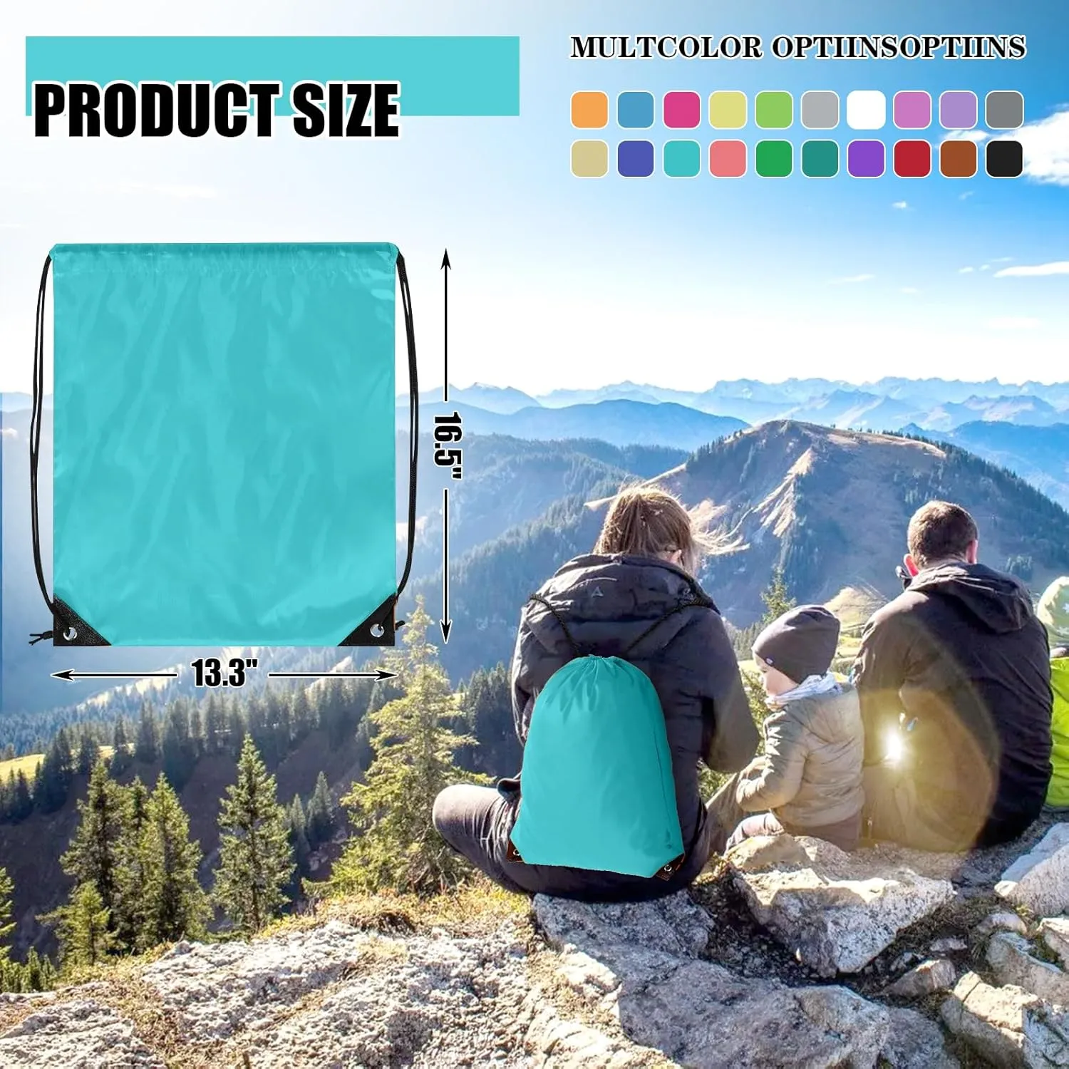 20 Pieces Drawstring Backpack Bulk Cinch Sackpack Ployster Drawstring Bags for Gym Party Trip(Aqua)