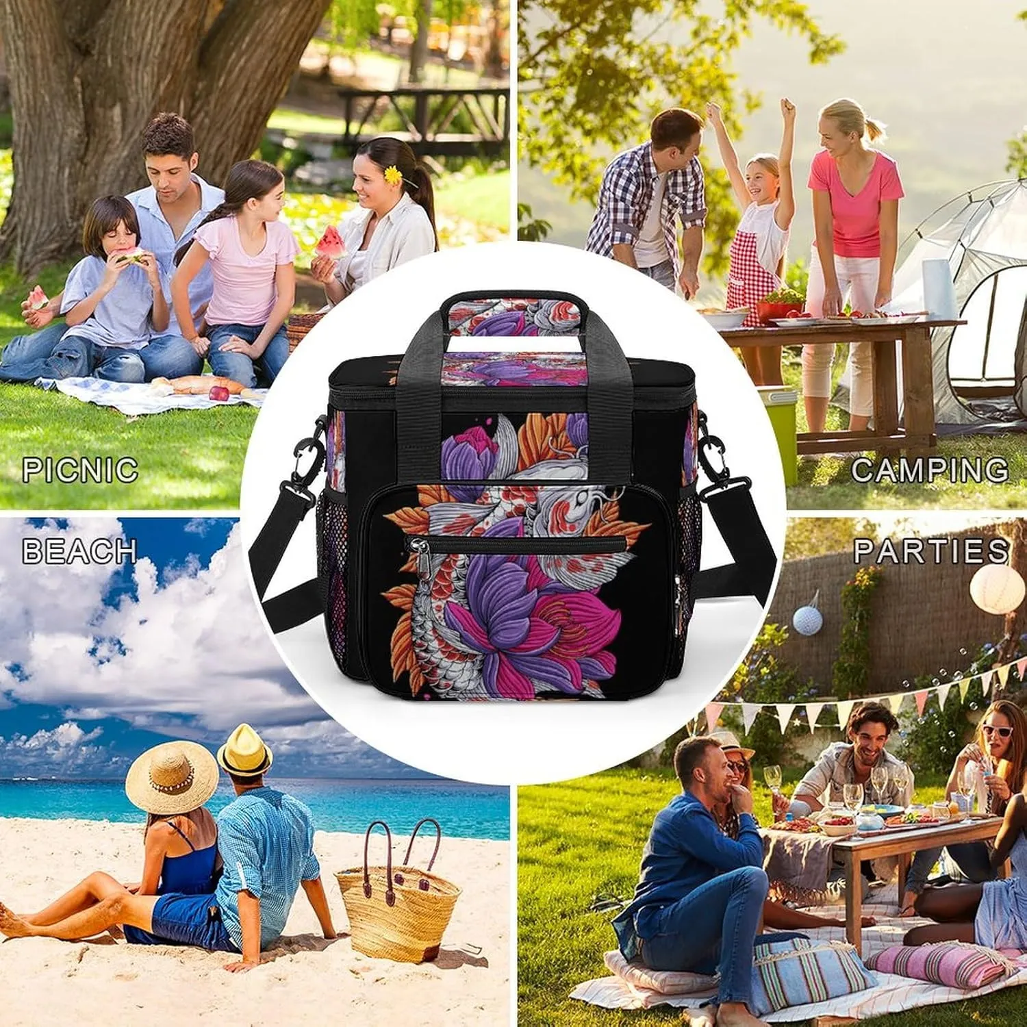 22.5L Waterproof Soft Cooler BagInsulated Lunch Box for Camping Fishing Beach Road Trips