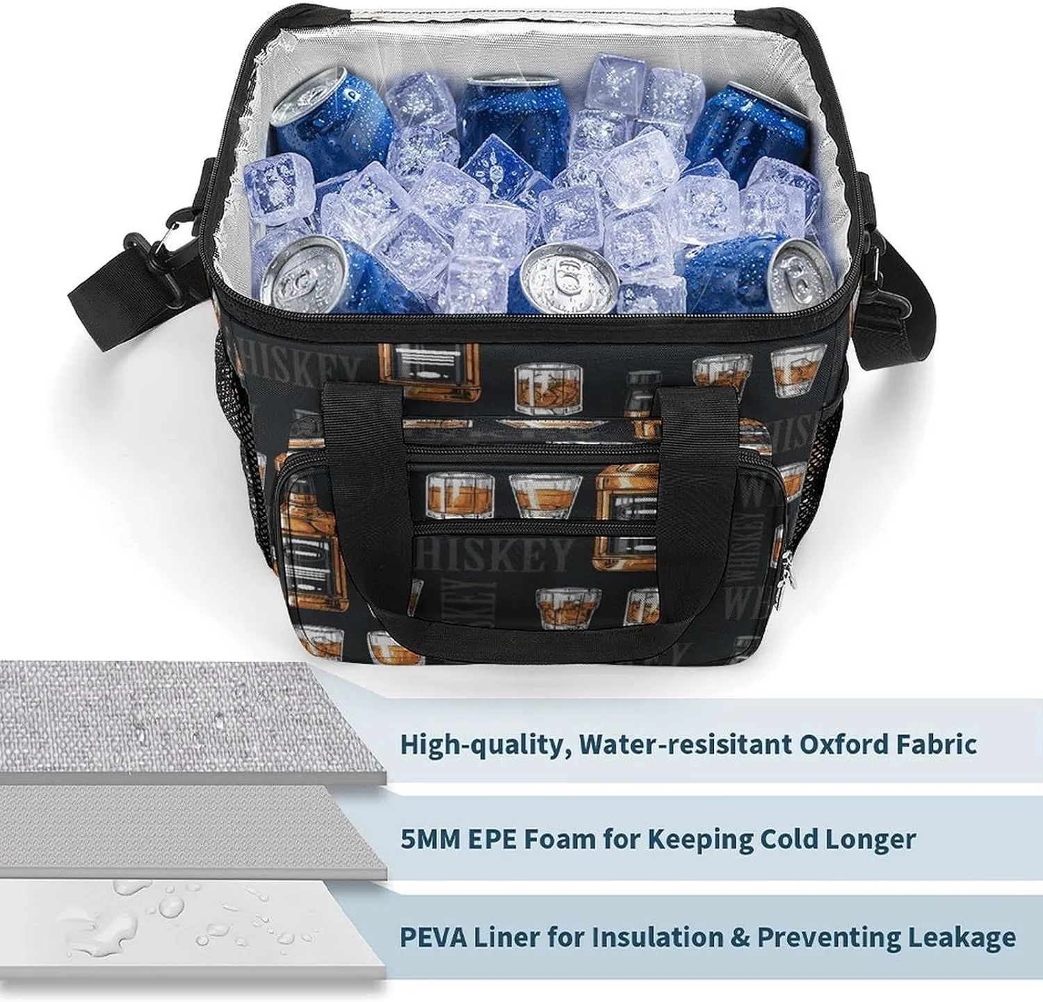 22.5L Waterproof Soft Cooler BagInsulated Lunch Box for Camping Fishing Beach Road Trips