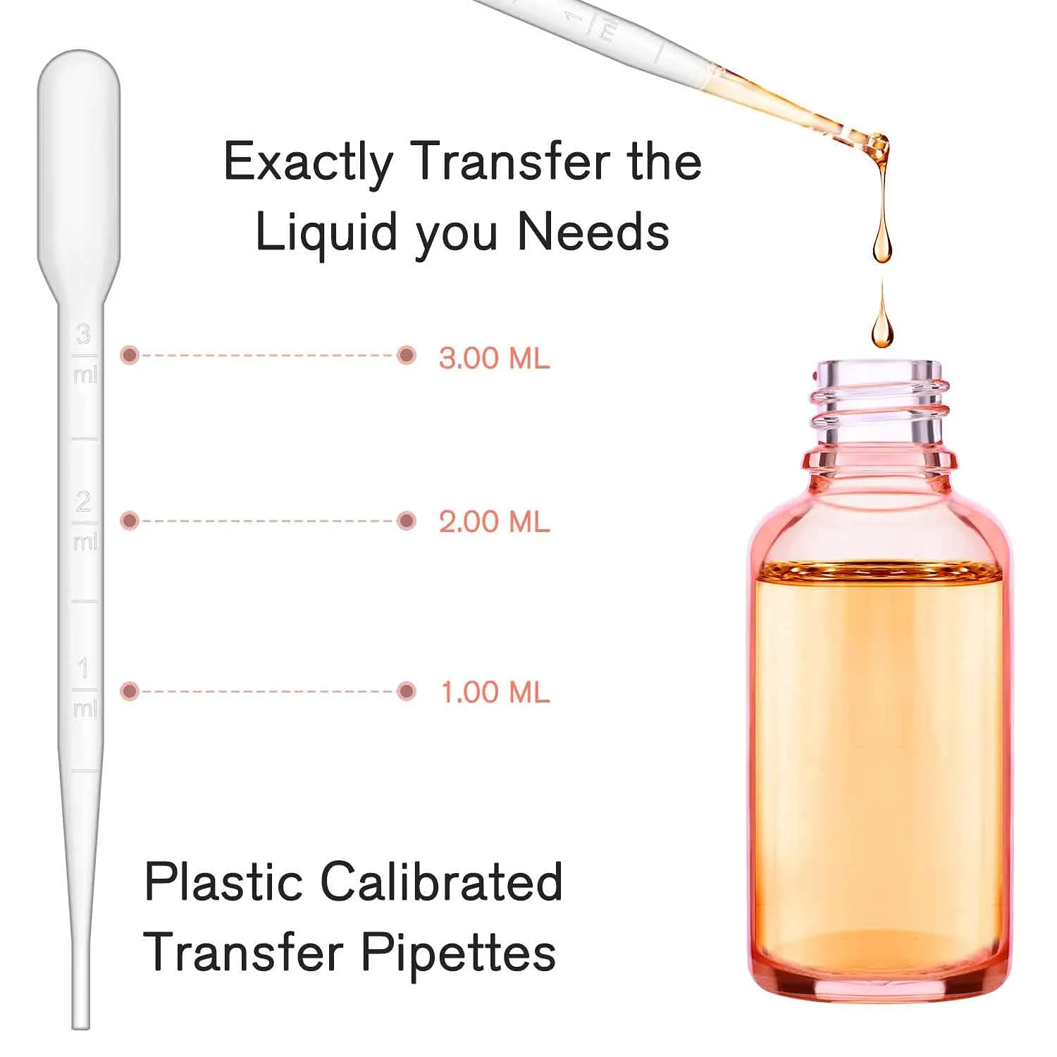 24 Pack 2 Oz Glass Eye Dropper Bottles Rose, 60 ml Empty Tincture Dropper Bottle with Scale droppers, 1 Extra Cap, 2 Plastic Funnels, 2 Pipettes & 48 stickers for Essential Oils, Body Oil