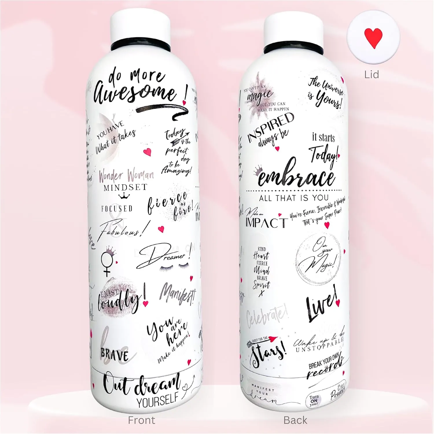 24oz Motivational Water Bottle – Be Unstoppable, Stainless Steel, Affirmation Bottle, Positive Gift for Women, Boss Lady, Inspirational Drinkware for Gym, Office, Travel