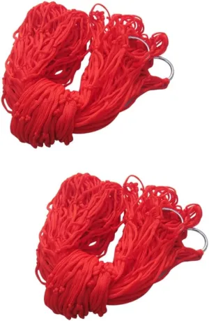 2pcs Nylon Rope Mesh Hammock Outdoor Swings Outdoor Hammock Sleeping Swing Hammock Nylon Hammock Large Hammocks for Outside Hammock Swing Rope Hammock Travel Red Nylon Mesh Casual