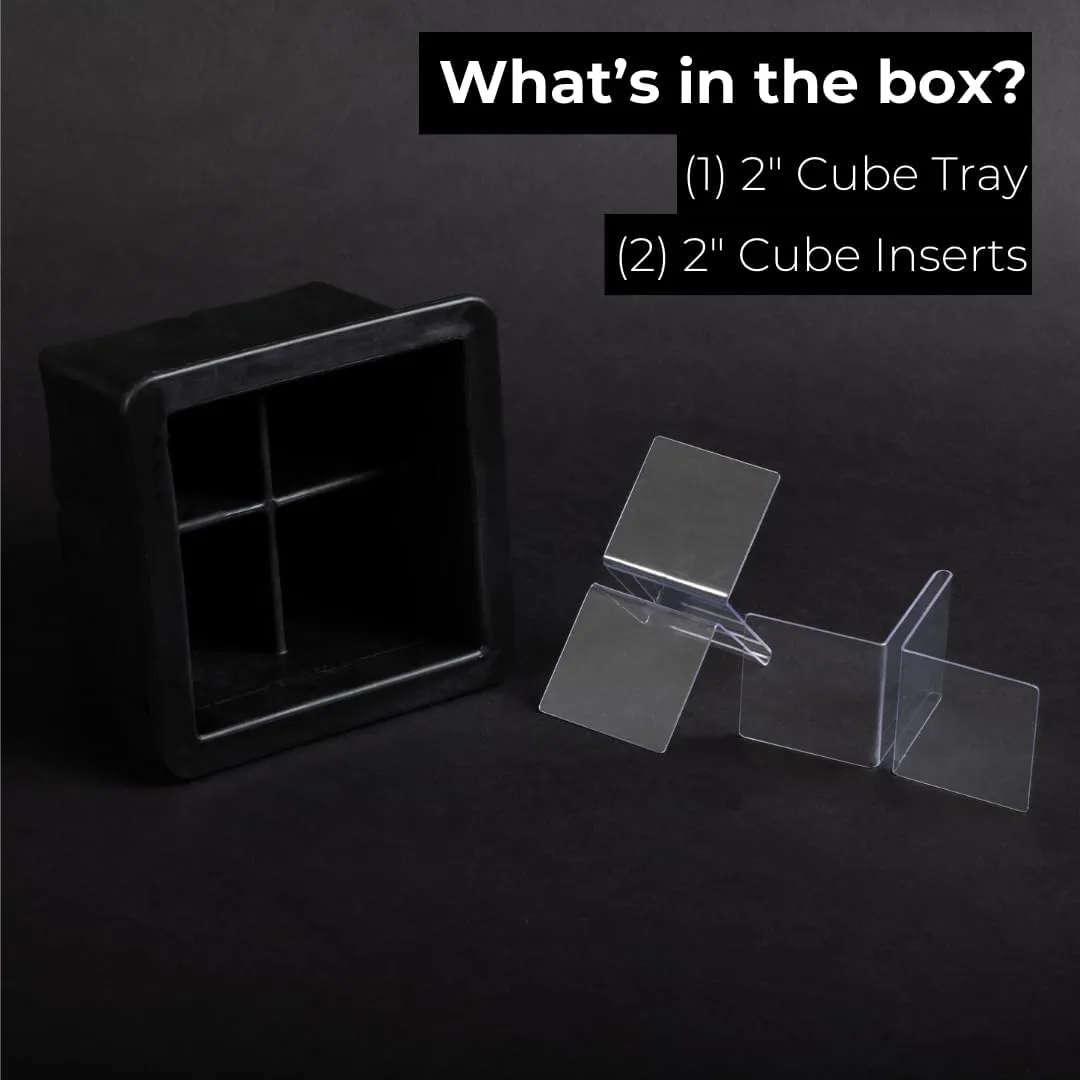 2" Cube Tray & Inserts | Additional Mold for Klaris Clear Ice Maker | Create 4, crystal clear 2" ice cubes | Durable and Easy to Use Ice Tray | [Ice Maker not Included]
