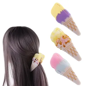 3 Pcs Acetate Ice Cream Hair Claw Acetic Acid Hair Clip Shark Clip Cute Headdress Ponytail Holder Hair Accessories For Women Girls,3.74inch