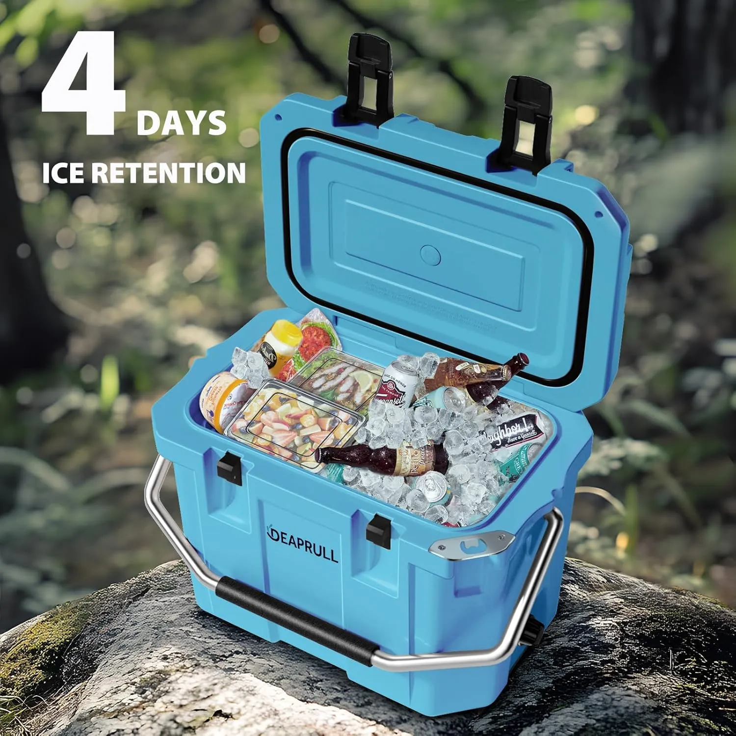 30 Quart Hard Cooler, Insulated Ice Chest Box Holds Ice for More Days, Portable Cooler with Handle, Cup Holders, Double Latches for Camping, Drink, Beverage, Beach, Picnic, Fishing, Boat, Barbecue