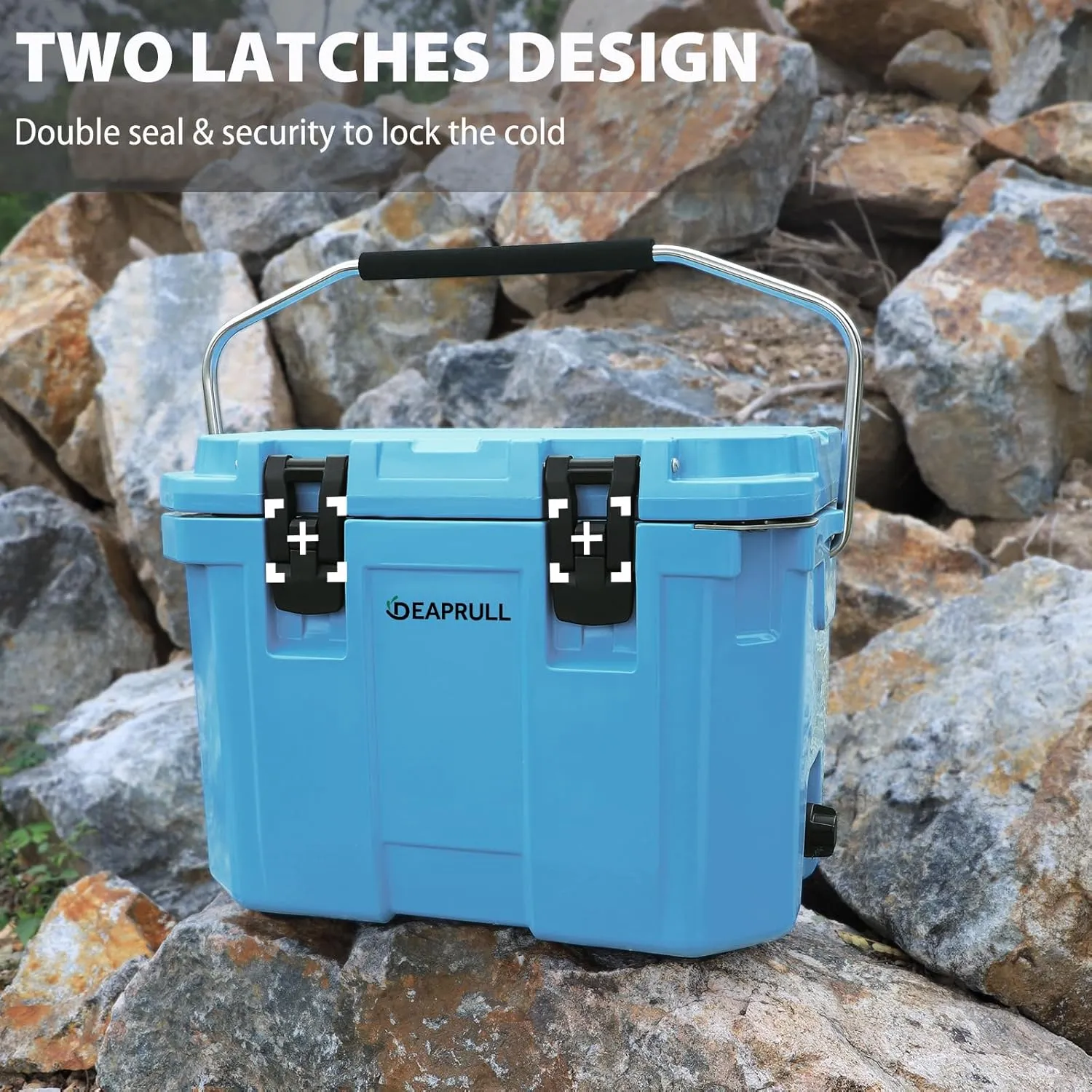 30 Quart Hard Cooler, Insulated Ice Chest Box Holds Ice for More Days, Portable Cooler with Handle, Cup Holders, Double Latches for Camping, Drink, Beverage, Beach, Picnic, Fishing, Boat, Barbecue