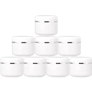 30ml White Silver Edge Cosmetic Plastic Jars with Screw Lid and PP Liner Portable Refillable Face Cream Lip Balm Lotion Storage Container Case (Pack of 30)