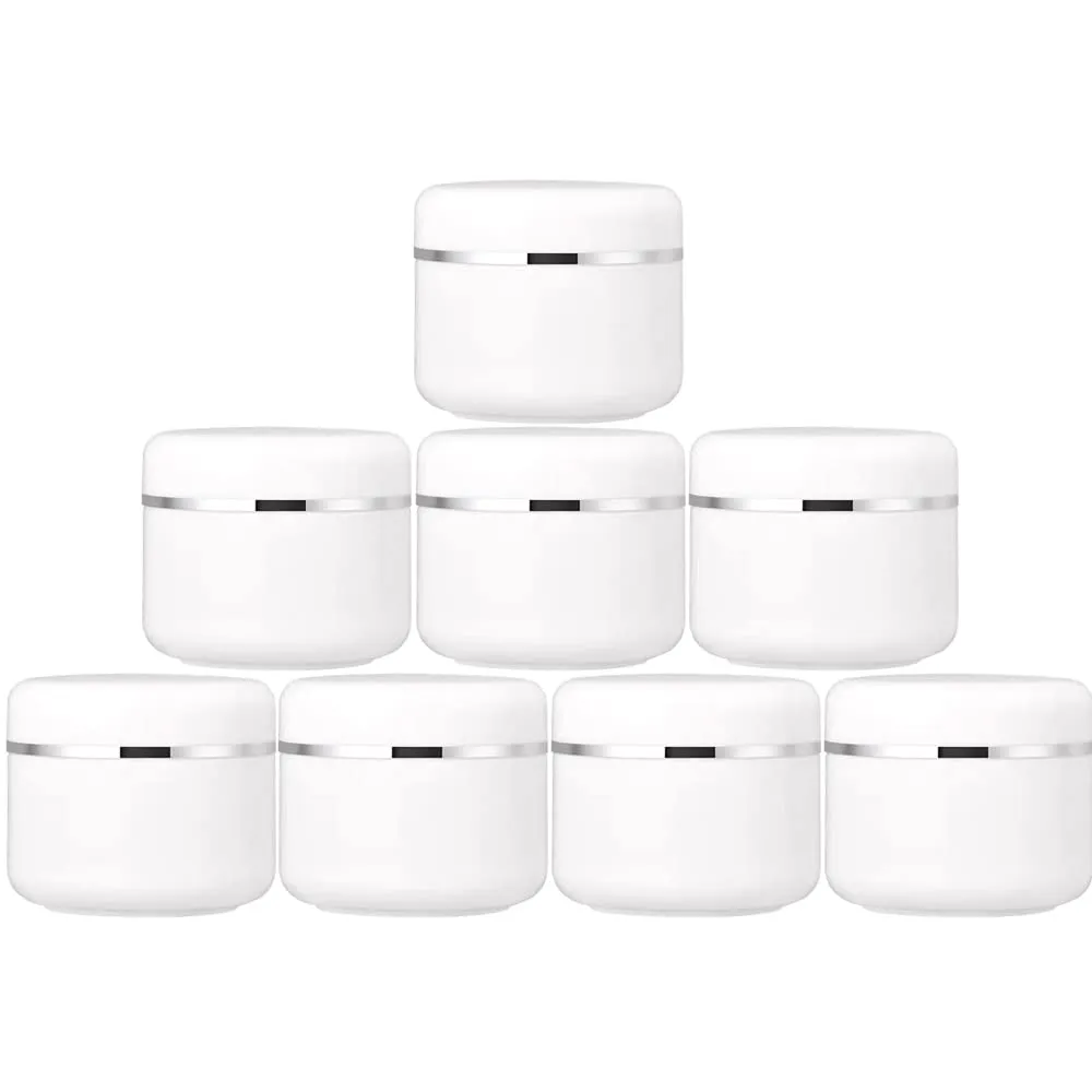 30ml White Silver Edge Cosmetic Plastic Jars with Screw Lid and PP Liner Portable Refillable Face Cream Lip Balm Lotion Storage Container Case (Pack of 30)