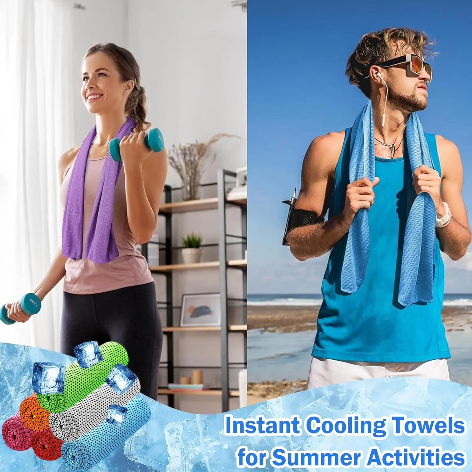 30Pack Cooling Towels for Neck and Face (40"x12"), Ice Microfiber Cooling Towels Bulk for Workout Chill Sweat Towels Cooling Neck Wraps for Gym Yoga Golf Running Sport