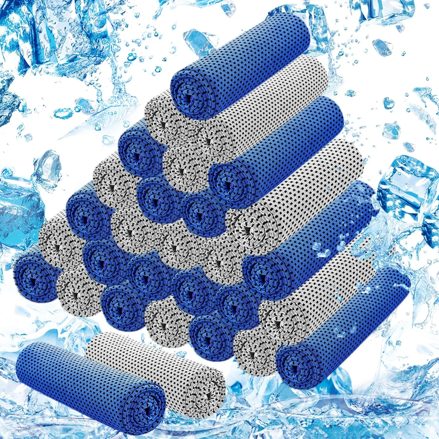 30Pack Cooling Towels for Neck and Face (40"x12"), Ice Microfiber Cooling Towels Bulk for Workout Chill Sweat Towels Cooling Neck Wraps for Gym Yoga Golf Running Sport